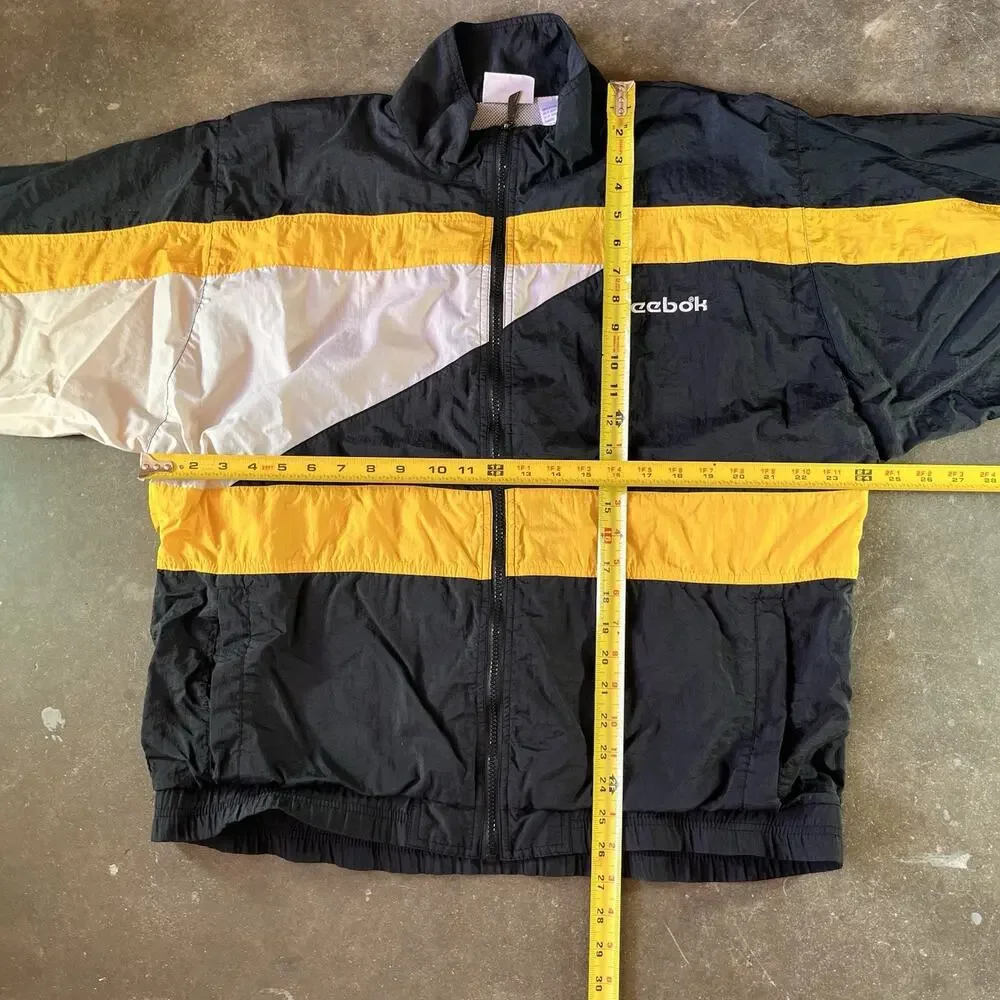 Vintage Y2K Black/white/yellow Reebok Windbreaker Jacket